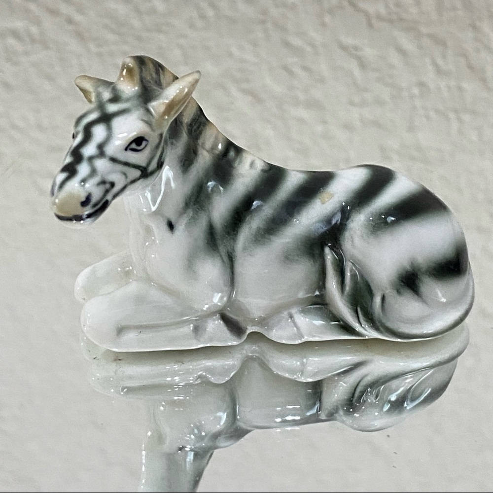 Vintage Bone China 1.75” Zebra Figurine
